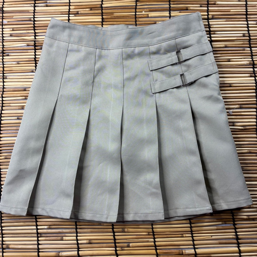 French Toast Girls Khaki Pleated Skort with Buckles Adjustable Waist Size 8